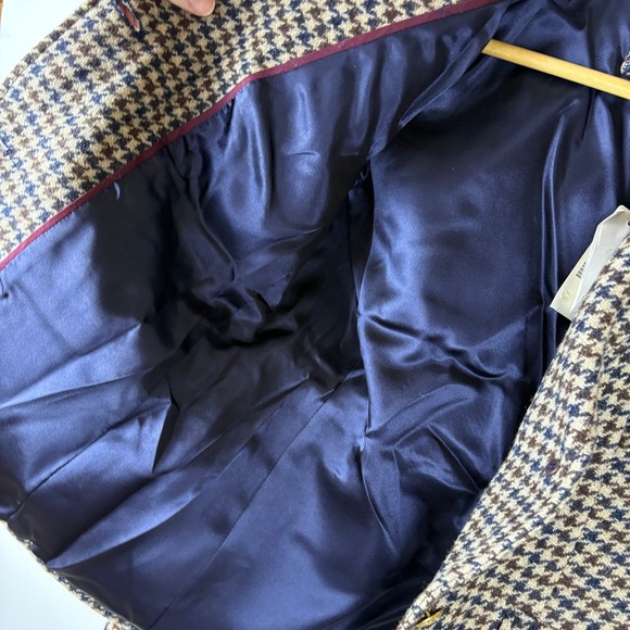 J Crew Schoolboy Blazer Houndstooth Gold Button Wool Navy Brown Size 4 - Picture 10 of 12